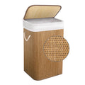 KNIGHT Bamboo Laundry Basket, 72L Laundry Hamper with Removable Washable Lining – Dark Natural