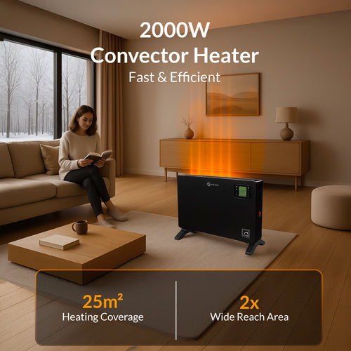 655218-KNIGHT Convector Heater with Remote Control & Timer–Matt Black