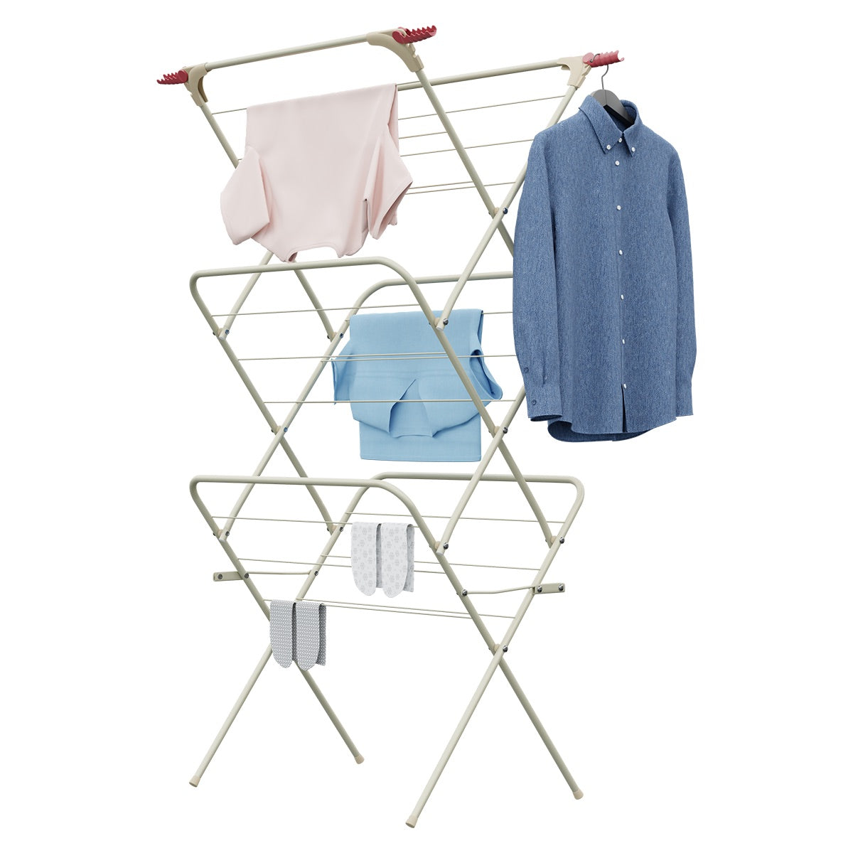 3 Tier Clothes Airer – Foldable Outdoor & Indoor  Drying Rack (Ivory) | KNIGHT