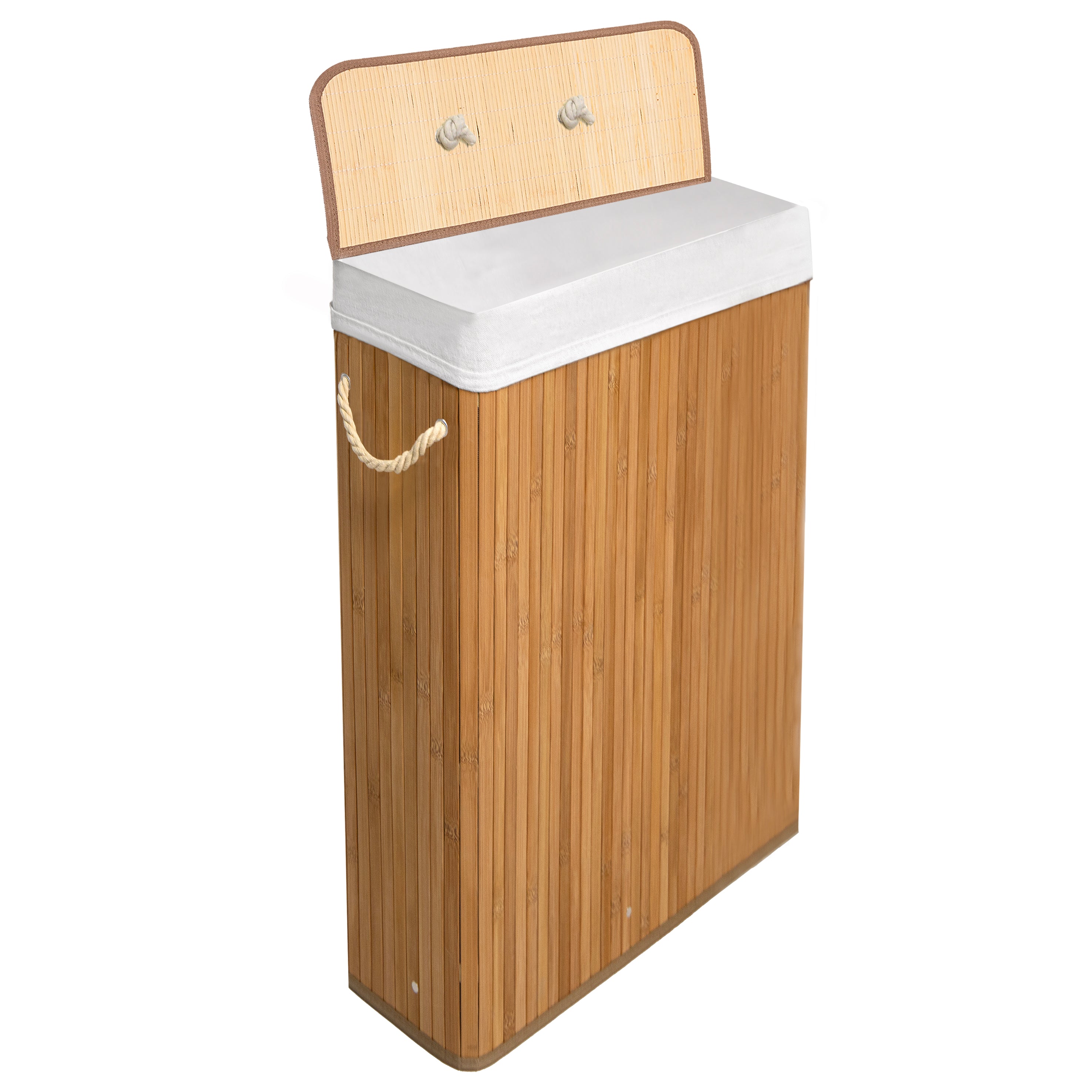 KNIGHT Bamboo Laundry Basket 56L – Premium Laundry Hamper with Removable Washable Lining | Natural Bamboo
