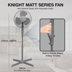KNIGHT 16" Matt Finish Fan with 4‑Position Rotary Control – Grey