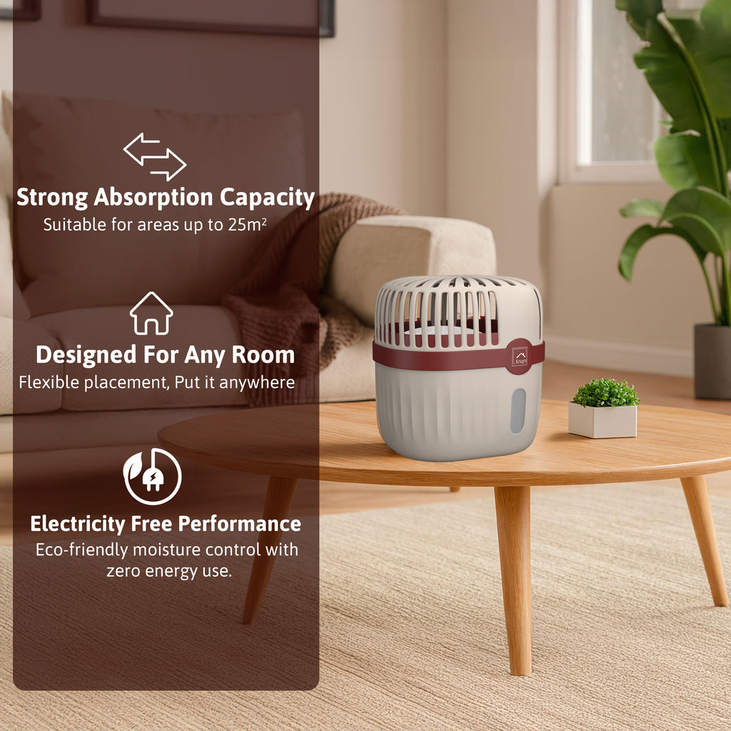 702837-KNIGHT Refillable & Reusable Dehumidifier, 360º Moisture Absorber- Red