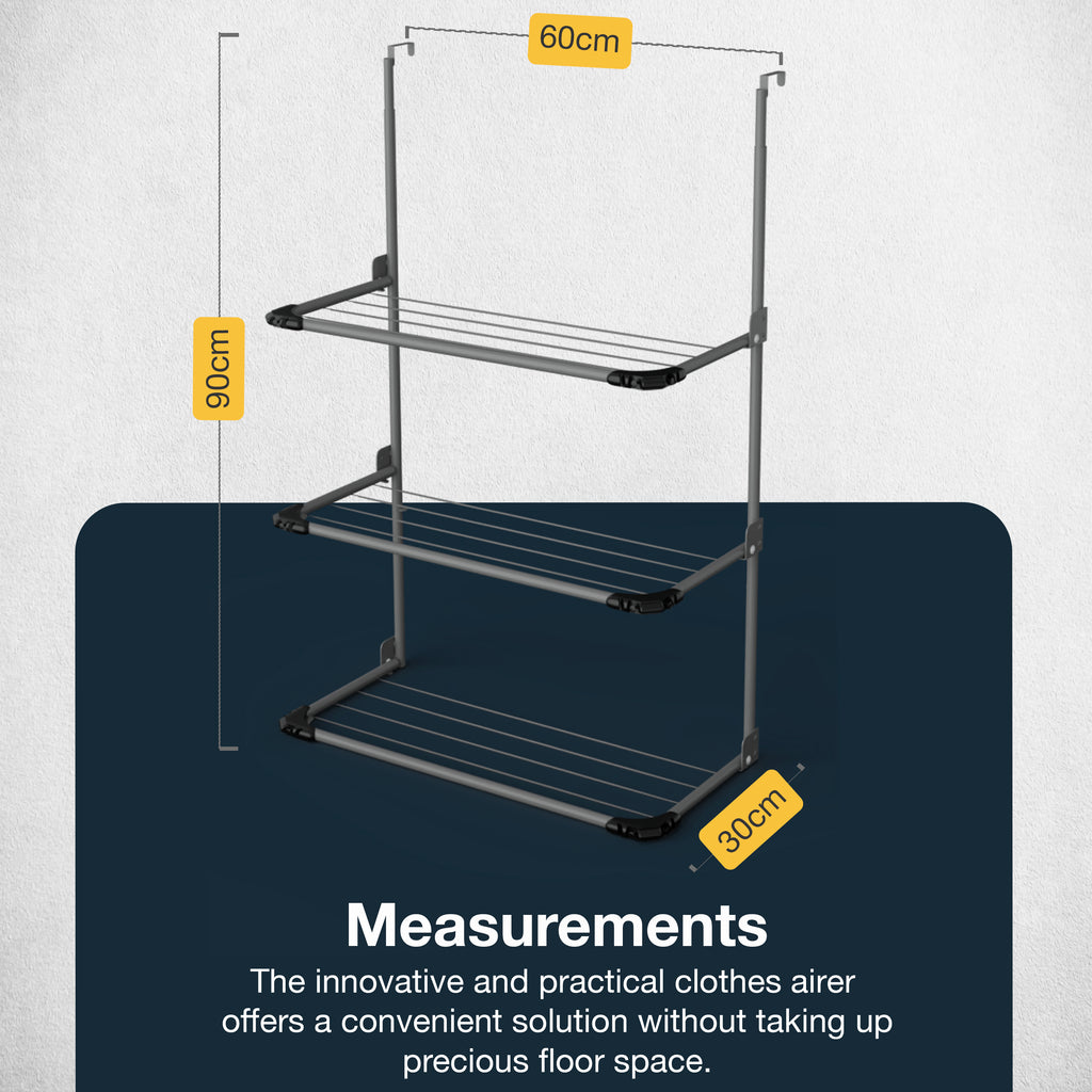 Knight 3-Tier Over The Door Clothes Airer-Grey