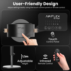 Knight AirFlex 360º Cooling Pedestal Fan with Remote Control 45” Silent DC Motor Floor Fan 8 Wind Speed 8 Hours Timer 120º Vertical & Horizontal Dual Oscillation Adjustable Height Fan for Bedroom [Energy Class A+++]