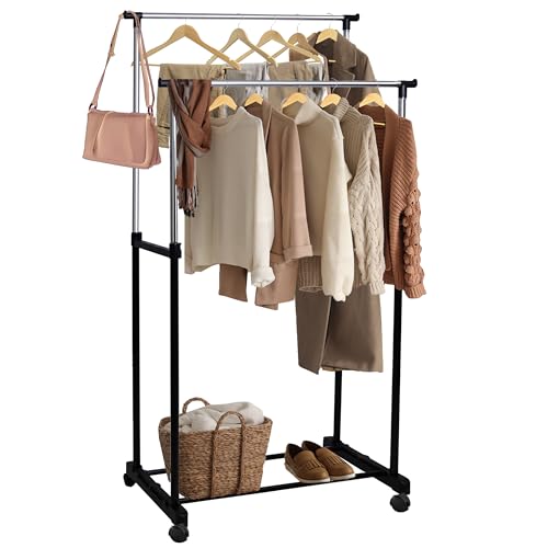 Knight Heavy Duty Clothes Rail-Double-Black