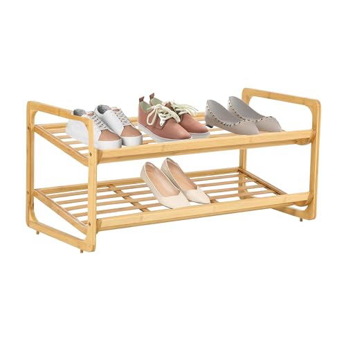 Knight 2 Tier Bamboo Shoe Rack-Natural