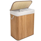 923140-KNIGHT Bamboo Laundry Hamper 105L - Dual Compartment Basket, With Removable & Washable Liner_Natural