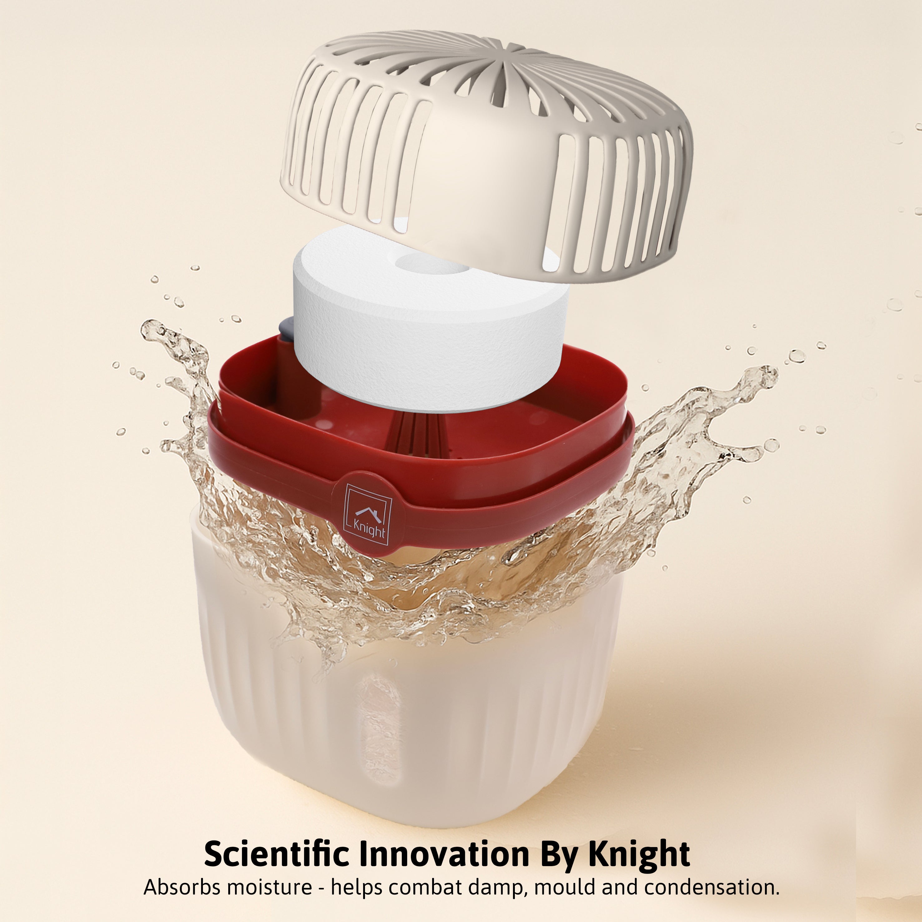702837-KNIGHT Refillable & Reusable Dehumidifier, 360º Moisture Absorber- Red