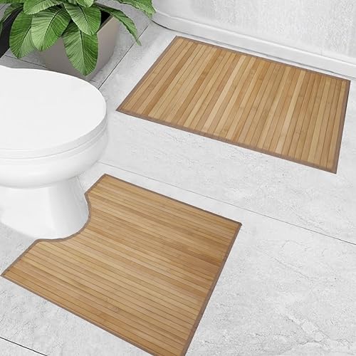 Knight Bamboo Floor Mat, Single and Set of 2 Bamboo Bath Mat