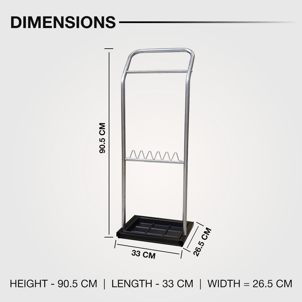 Knight Chrome Umbrella Stand with Removable Drip Tray