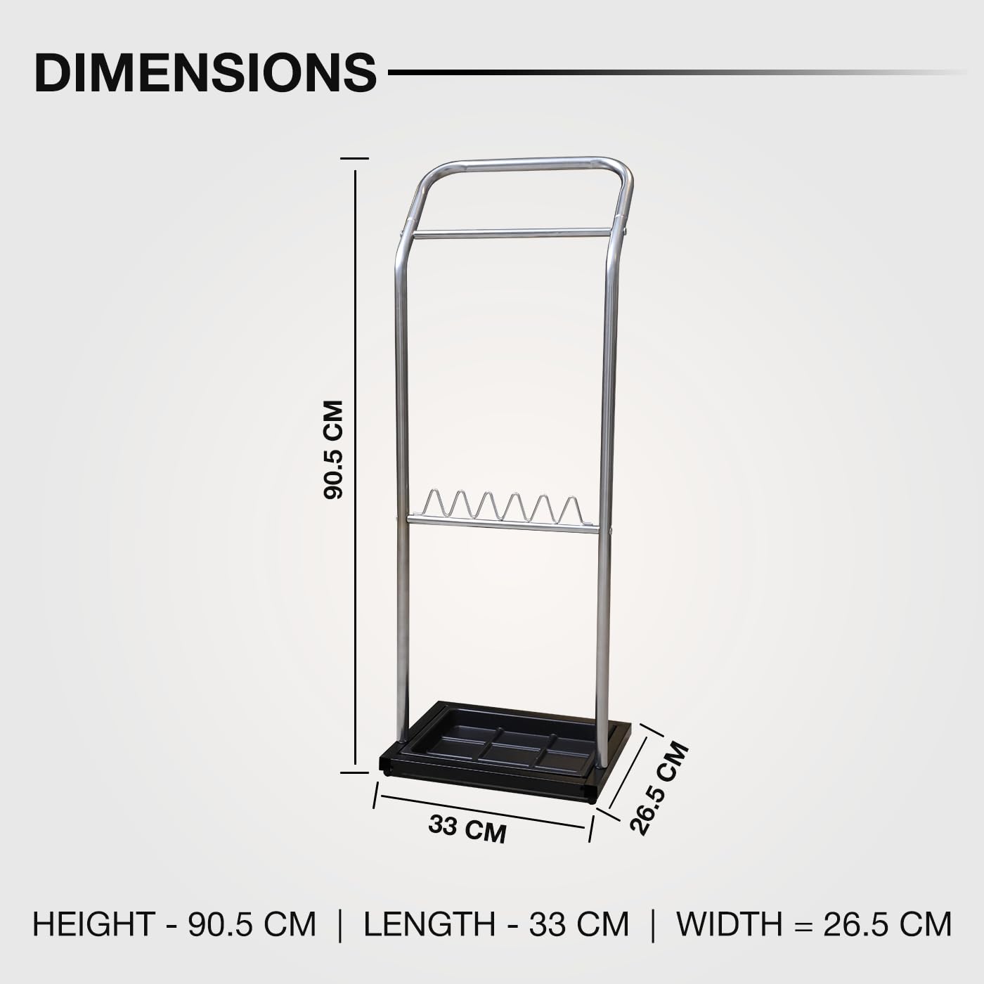Knight Chrome Umbrella Stand with Removable Drip Tray