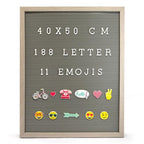 Knight MESSAGE LETTER BOARD, 188 WHITE LETTER, 11 EMOJIS, GREY RUSTIC FRAME.