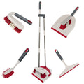923805-KNIGHT All-in-one 5-Piece Household Cleaning Brush Set - Ivory/Red
