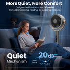 Knight AirFlex 360º Cooling Pedestal Fan with Remote Control 45” Silent DC Motor Floor Fan 8 Wind Speed 8 Hours Timer 120º Vertical & Horizontal Dual Oscillation Adjustable Height Fan for Bedroom [Energy Class A+++]