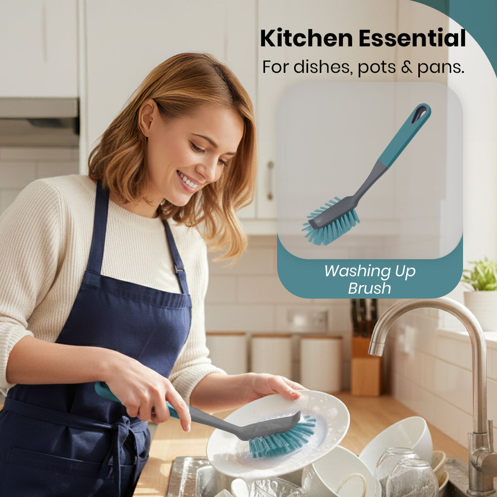 923867-KNIGHT All-in-one 5-Piece Household Cleaning Brush Set - Grey-Teal