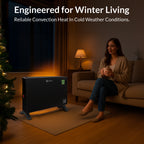 Knight Convector Heater with Remote Control & Timer, Turbo Fan, Freestanding Floor Heater with LED Display, Touch Control Panel, Overheat Protection & Carry Handles – Matt Black