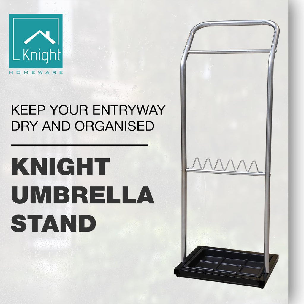 Knight Chrome Umbrella Stand with Removable Drip Tray