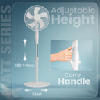 KNIGHT 16" Pedestal Stand Fan with Rotary Knob – White