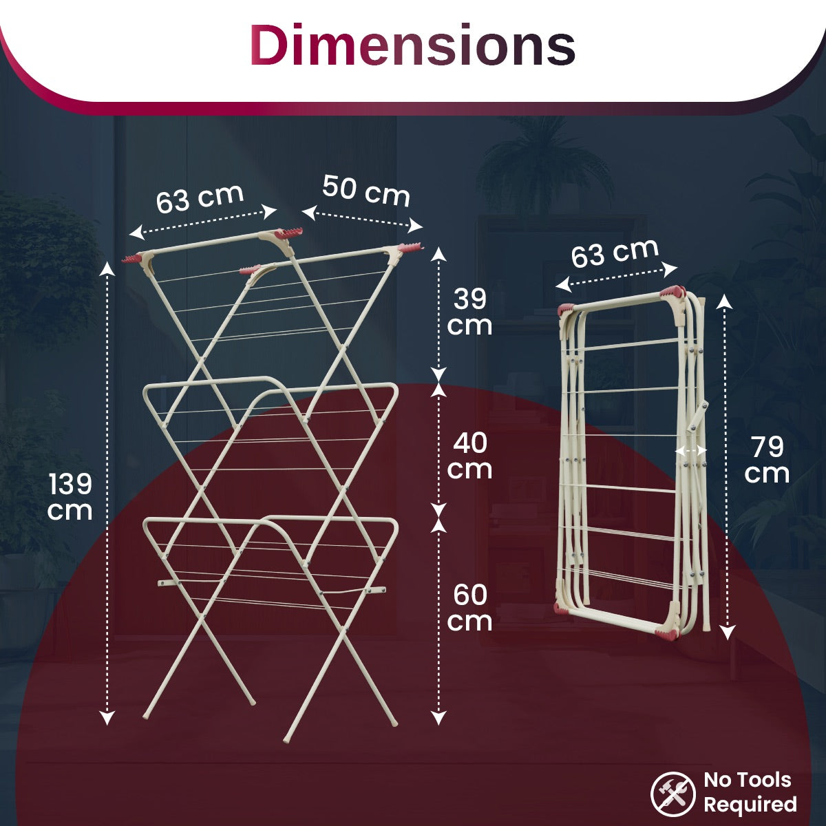 3 Tier Clothes Airer – Foldable Outdoor & Indoor  Drying Rack (Ivory) | KNIGHT