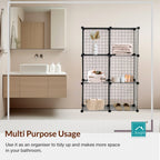 Knight 6 Cube Interlocking Storage Rack | Metal Wire Mesh Shelves | Metal Wire Fence| Combination Display Stand Unit | Large Capacity | Free Rubber Mallet | 62 x 31 x 93 cm | Black
