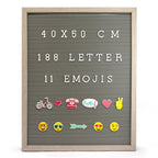 Knight MESSAGE LETTER BOARD, 188 WHITE LETTER, 11 EMOJIS, GREY RUSTIC FRAME.