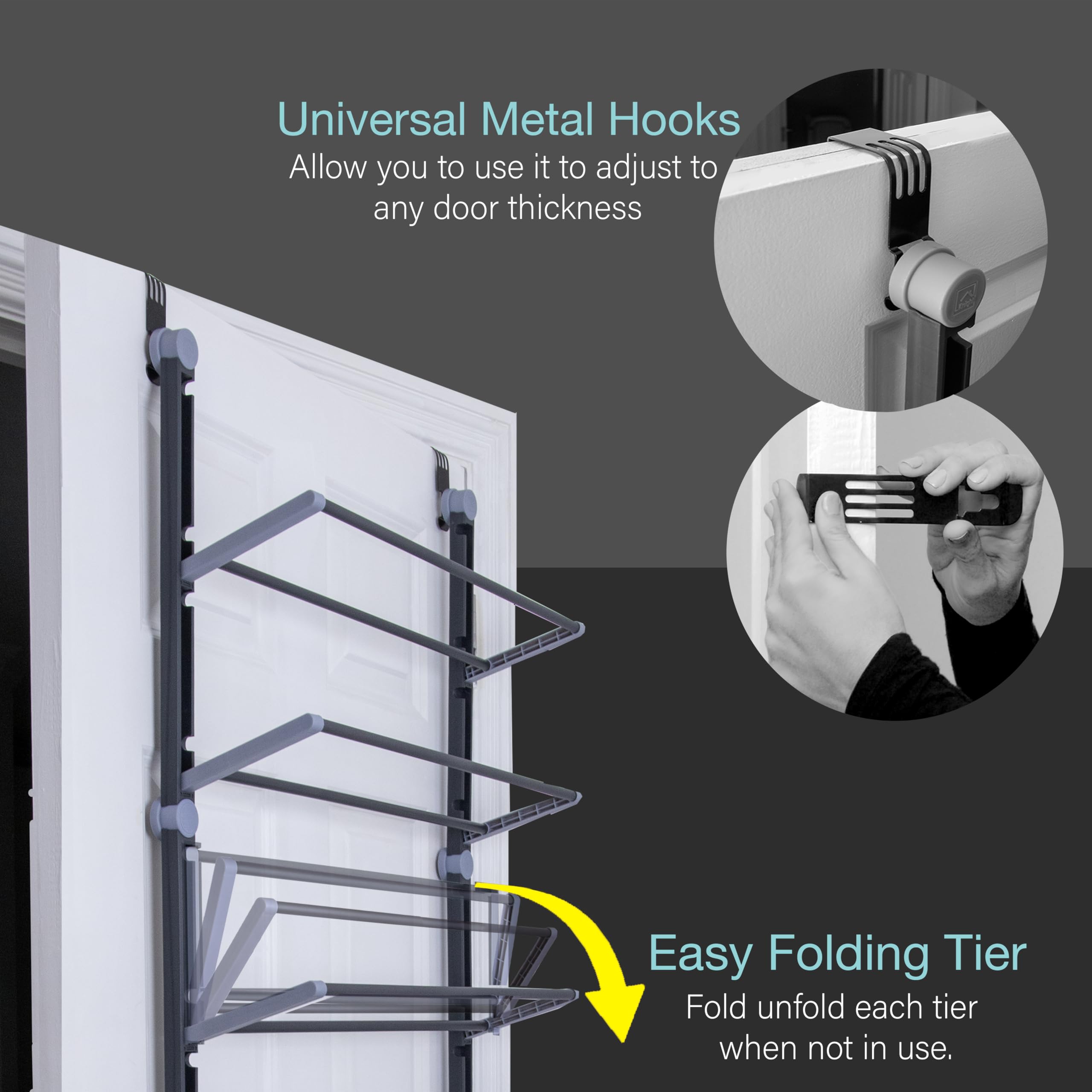 Over‑The‑Door Shoe Storage Organiser – 4‑Tier Hanging Rack| KNIGHT | Black