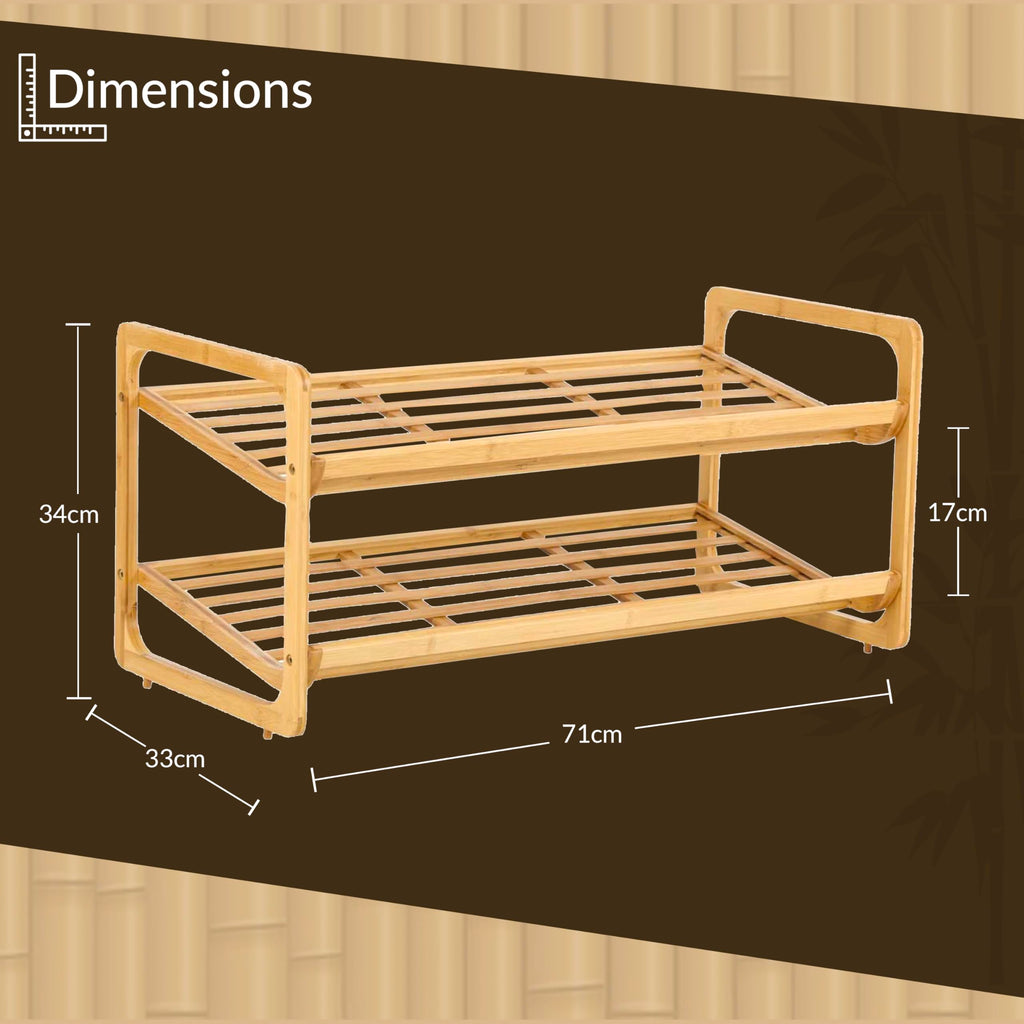 Knight 2 Tier Bamboo Shoe Rack-Natural