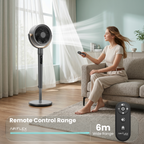 Knight AirFlex 360º Cooling Pedestal Fan with Remote Control 45” Silent DC Motor Floor Fan 8 Wind Speed 8 Hours Timer 120º Vertical & Horizontal Dual Oscillation Adjustable Height Fan for Bedroom [Energy Class A+++]