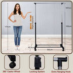 Knight Heavy Duty Chrome Clothes Rail-Single