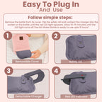 KNIGHT Rechargeable Hot Water Bottle with Charger – Pink