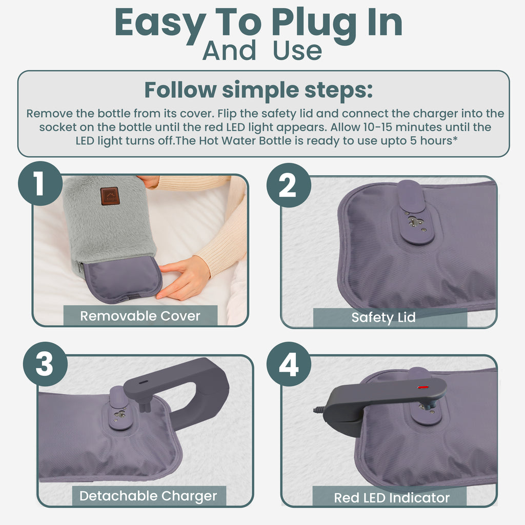 922945-KNIGHT Rechargeable Hot Water Bottle with Charger-Champagne