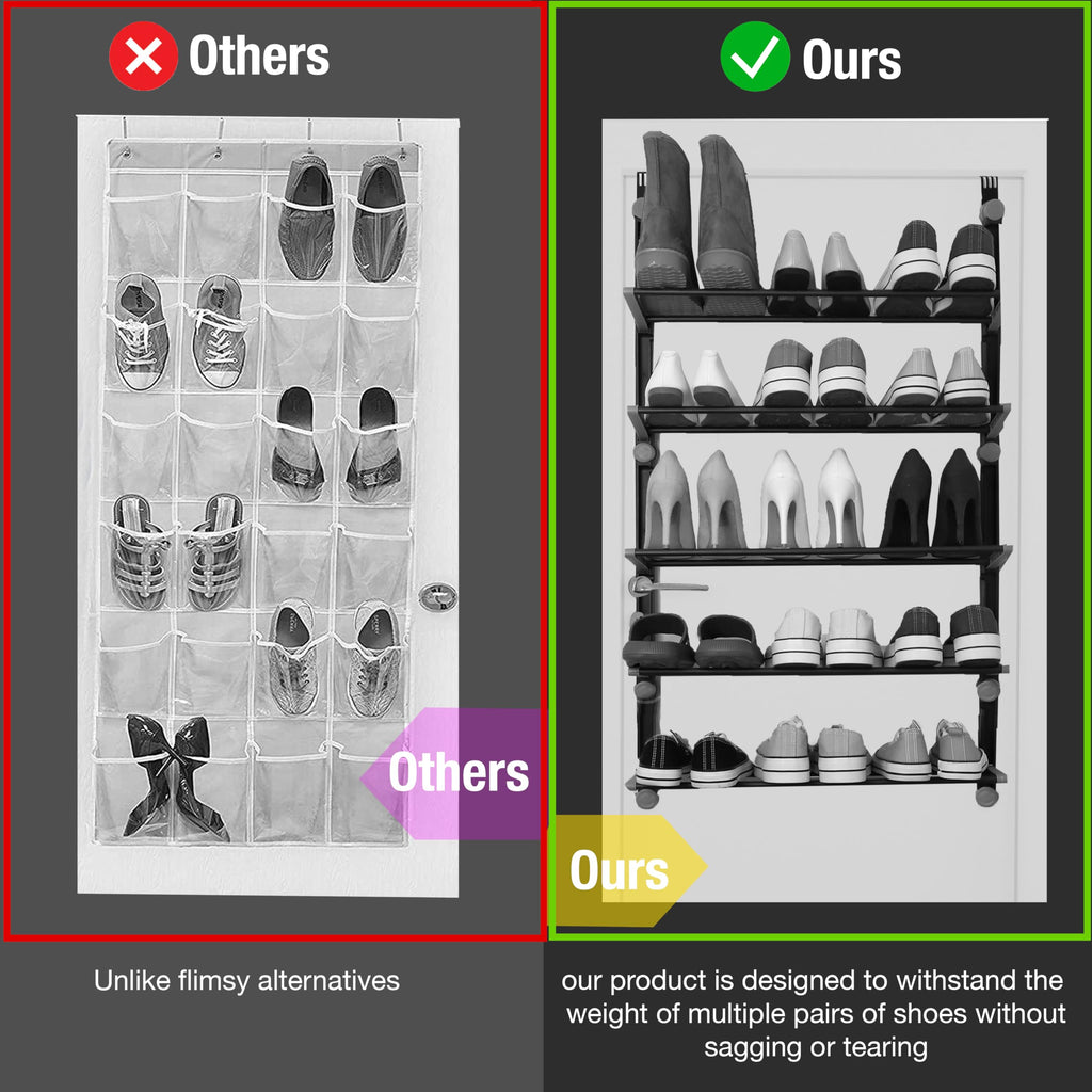 Over‑The‑Door Shoe Storage Organiser – 4‑Tier Hanging Rack| KNIGHT | Black