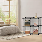 Knight 4 Cube Interlocking Storage Rack | Metal Wire Mesh Shelves | Combination Display Stand Unit | Large Capacity | Free Rubber Mallet | 62x31x62cm | Black