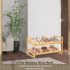 Knight 2 Tier Bamboo Shoe Rack-Natural