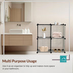 Knight 4 Cube Interlocking Storage Rack | Metal Wire Mesh Shelves | Combination Display Stand Unit | Large Capacity | Free Rubber Mallet | 62x31x62cm | Black