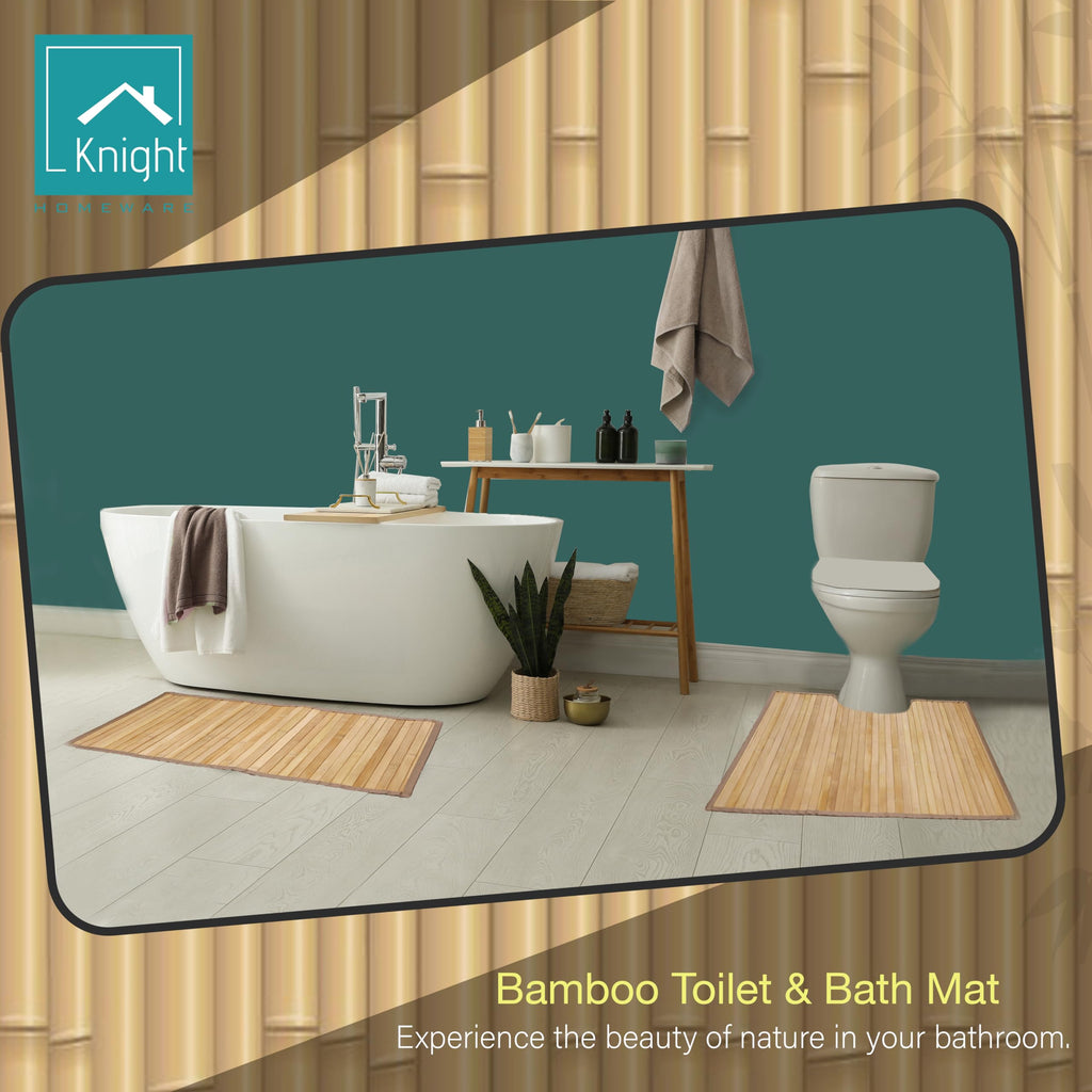 Knight Bamboo Floor Mat, Single and Set of 2 Bamboo Bath Mat