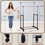 Knight Heavy Duty Clothes Rail-Double-Black