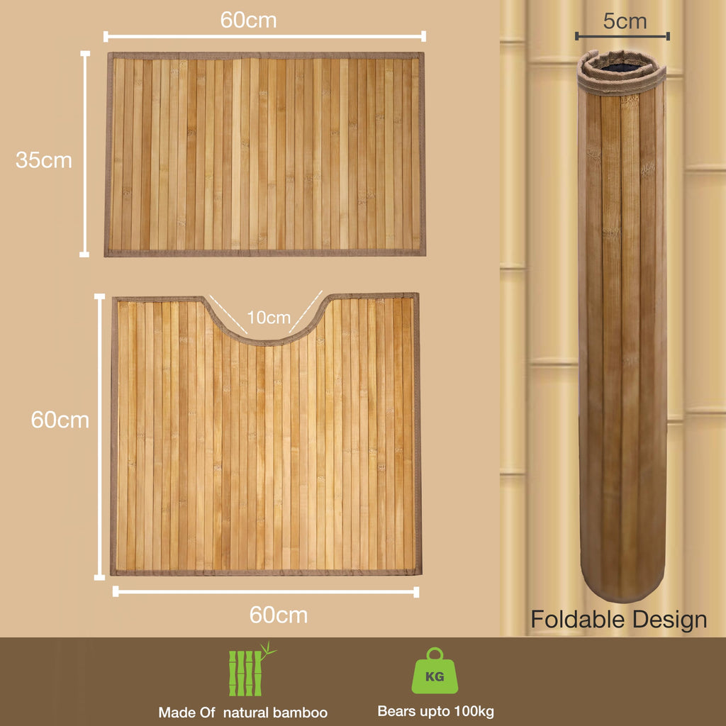 Knight Bamboo Floor Mat, Single and Set of 2 Bamboo Bath Mat