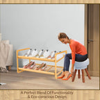 Knight 2 Tier Bamboo Shoe Rack-Natural