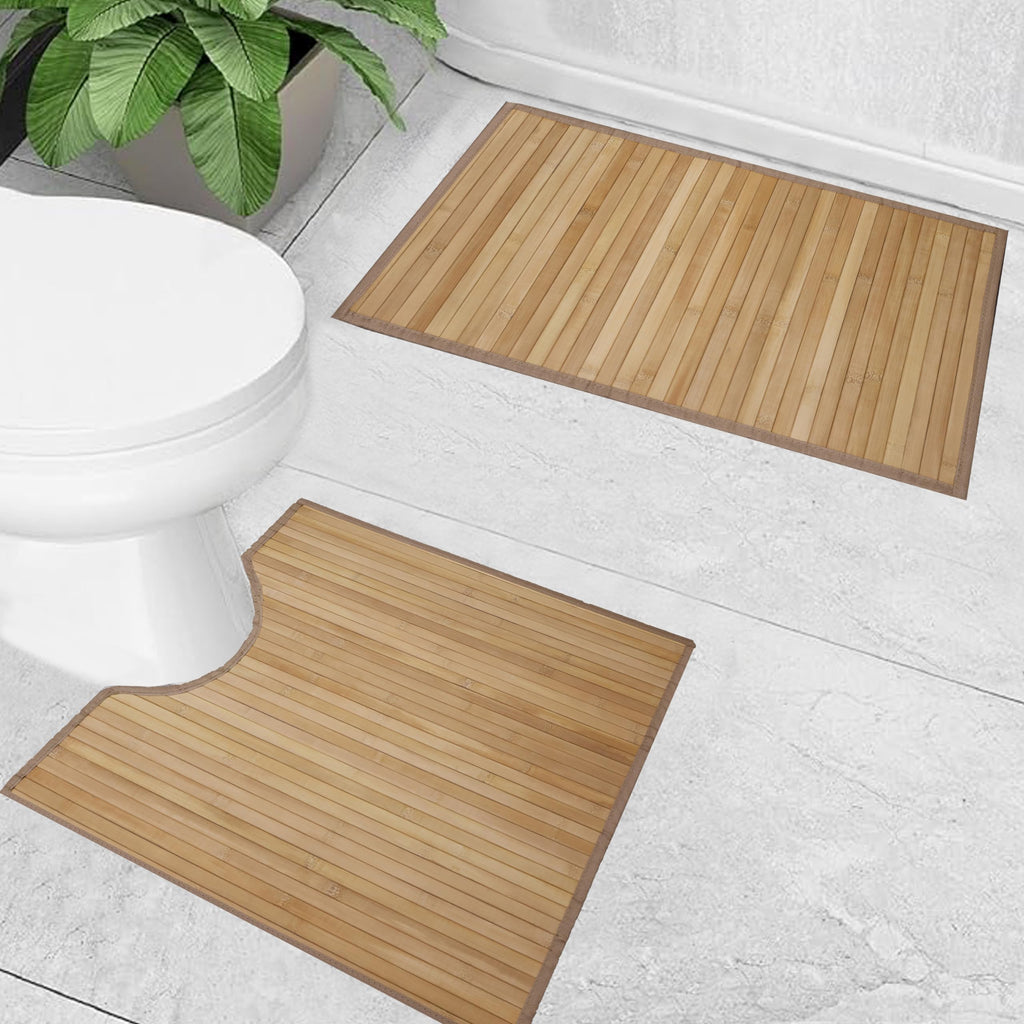 Knight Bamboo Floor Mat, Single and Set of 2 Bamboo Bath Mat