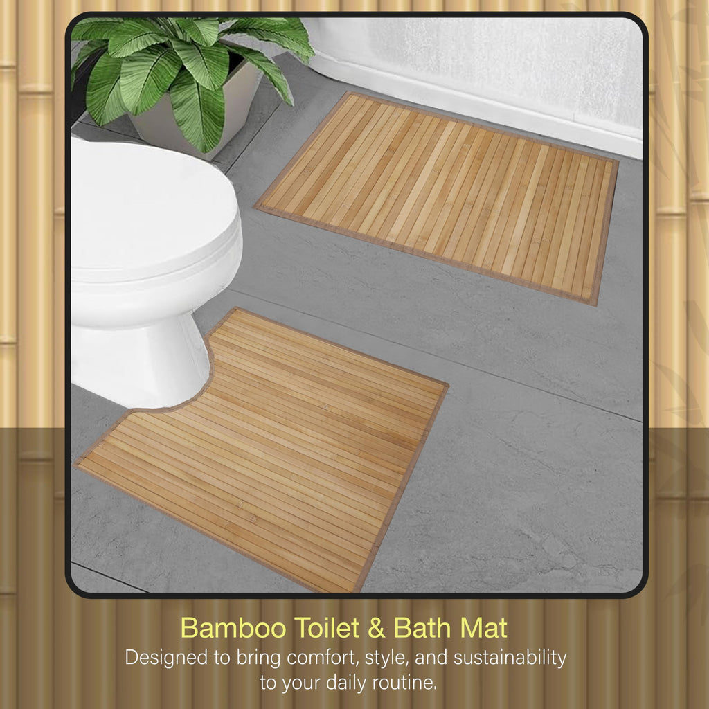 Knight Bamboo Floor Mat, Single and Set of 2 Bamboo Bath Mat