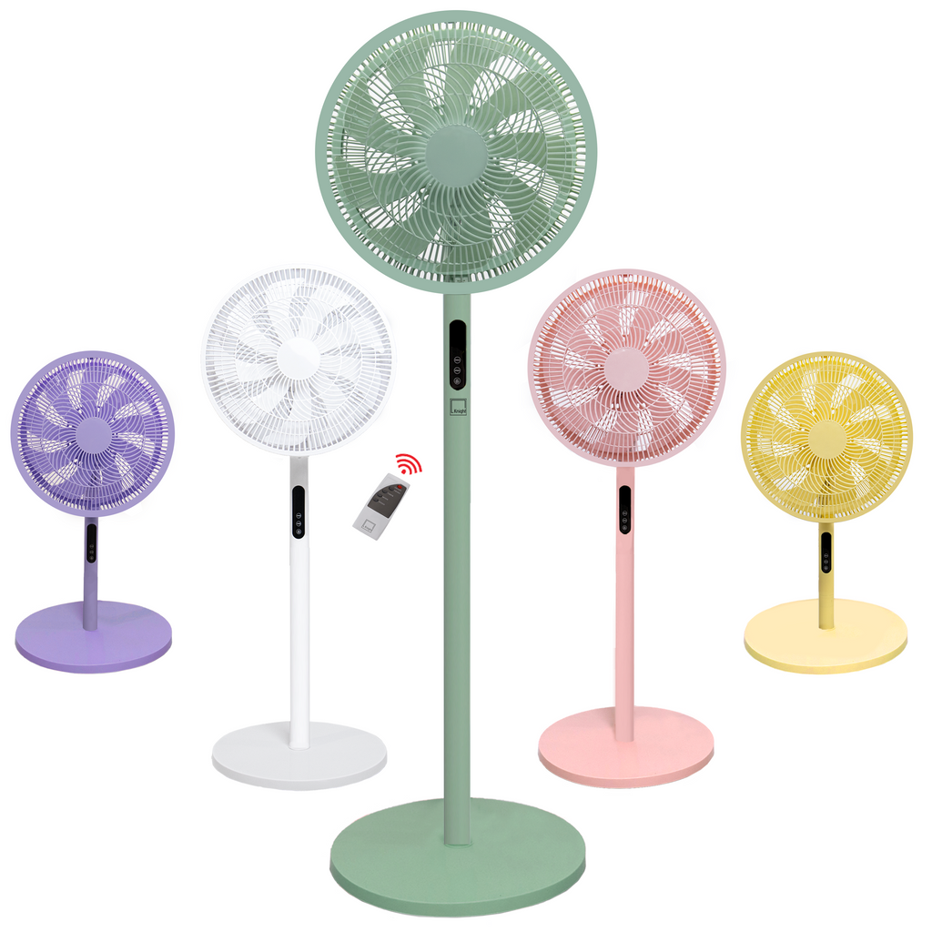 Knight 2in1 16" Pedestal Stand Fan & Desk Fan with Remote Control, Timer & 3 speed Setting | 9 Blades Turbo Wind | Round Base | Oscillation | Easy Assemble - No Tools. (Mint Green)