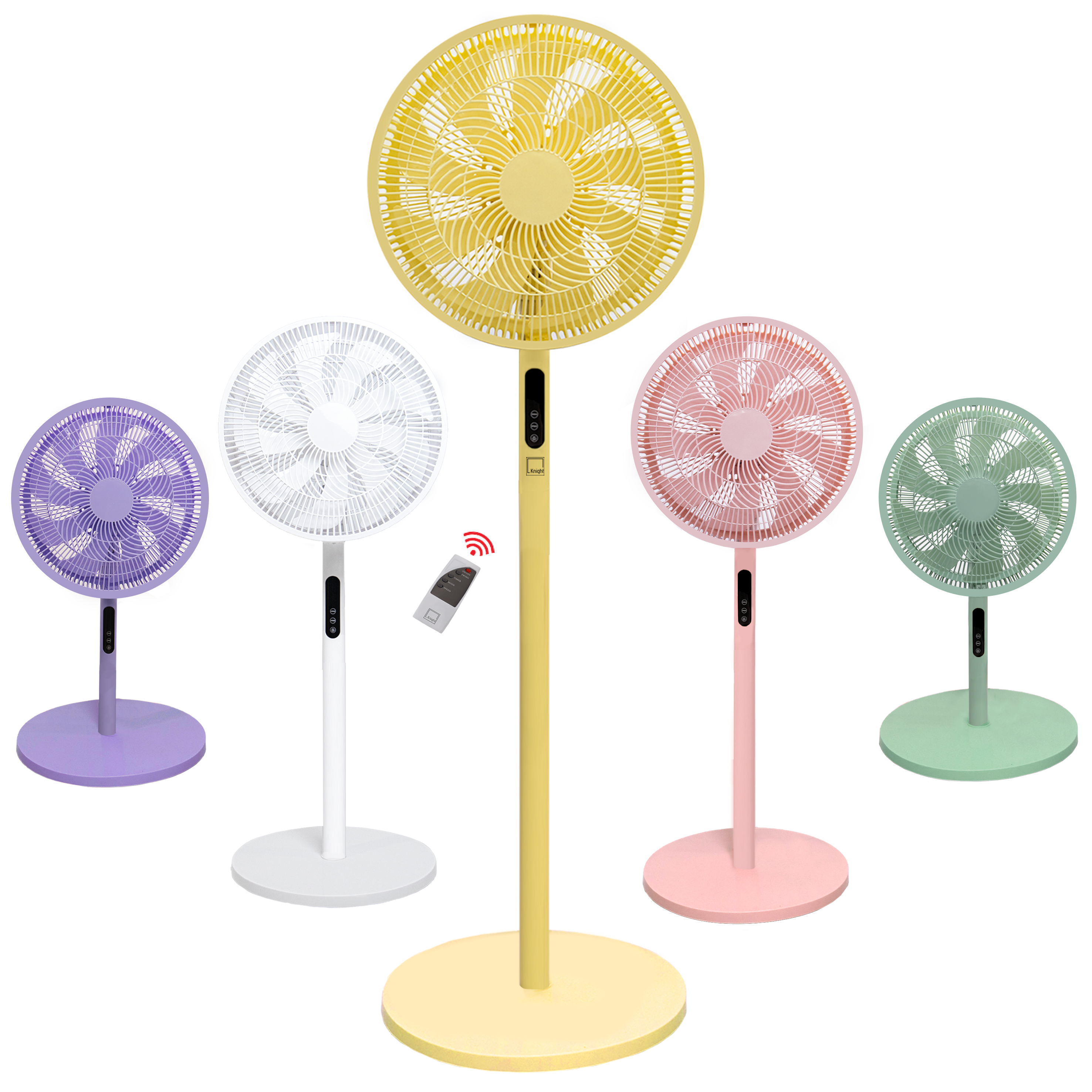 KNIGHT 2‑in‑1 16" Pedestal Stand Fan & Desk Fan with Remote Control – Lime Yellow