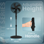 KNIGHT 16" Pedestal Stand Fan with Rotary Knob – Black