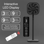 Knight 2in1 16" Square Stand Fan &amp; Desk Fan with Remote Control, Timer &amp; 3 speed Setting | 9 Blades Turbo Wind | Square Base | Oscillation | Easy Assemble - No Tools | Black