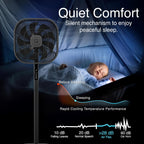 Knight 2in1 16" Square Stand Fan &amp; Desk Fan with Remote Control, Timer &amp; 3 speed Setting | 9 Blades Turbo Wind | Square Base | Oscillation | Easy Assemble - No Tools | Black