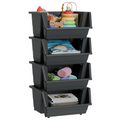 Grey Stackable Storage Boxes – 4  Pack | KNIGHT 40L Open‑Front Organiser