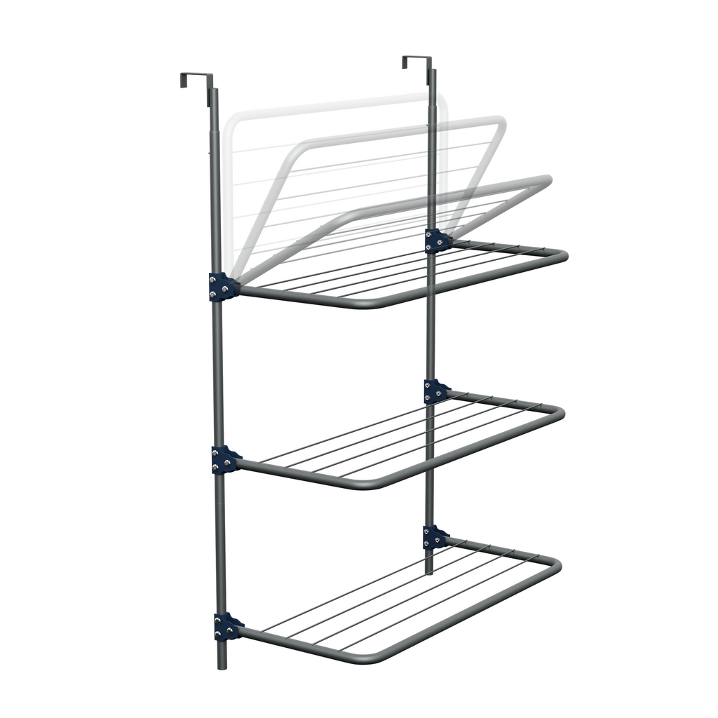 KNIGHT 3‑Tier Over‑The‑Door Clothes Airer – Space‑Saving Folding Drying Rack (Grey)
