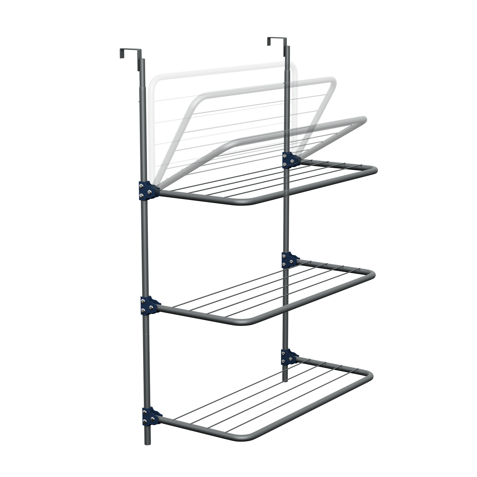 KNIGHT 3‑Tier Over‑The‑Door Clothes Airer – Space‑Saving Folding Drying Rack (Grey)