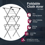 3 Tier Clothes Airer – Foldable Outdoor & Indoor  Drying Rack (Grey) | KNIGHT